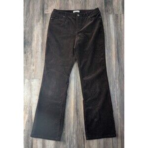 Coldwater Creek Brown Corduroy Trouser 10 Stretch Bootcut Mid Rise Pant 32" Tall